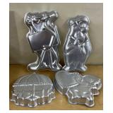 4 Aluminum Cake Molds - Pink Panther etc