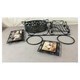 Kitchen Metalwares Lot - Trivets, Napkin Holder