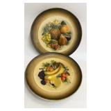 2 Napcoware Vintage Fruit Wall Hangings 10.5'