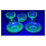 8pc misc green uranium glassware lot