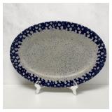 14 1/2' Cobalt blue spatterware pottery platter