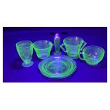 Misc hazel atlas Florentine uranium glass lot