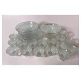Oatmeal glass lot-bowls, platter, mugs