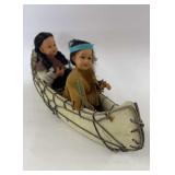14' Native American Dolls in Canoe