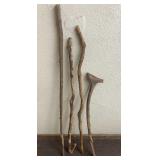 4 Wood Walking Sticks