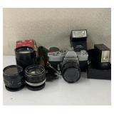 Minolta SRT 101 35mm Camera and Extras