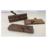 3 Vintage Wood Planes - No Blades