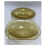 2 Vintage Depression Glass Dishes 10'