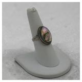 Sterling abalone oval ring Sz 7