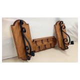 Wood Metal Candle and Key Holders 14 x 6