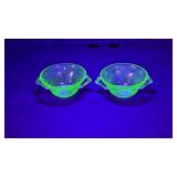 2 hazel atlas Florentine dual handle bowls