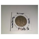 1929-S Silver Walking Half Dollar