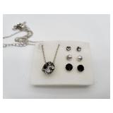Silver Necklace with 3 sets of earrings