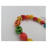 Multicolor Howlite turquoise skulls bracelet