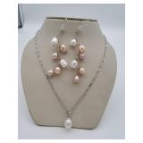 Pearl Necklace and Earrings