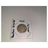 1910 Silver Barber Quarter