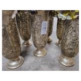 6 Silver and floral Center Pieces