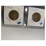 1894-G & 1900-VG Indian Head Penny