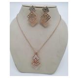 Rose Gold Necklace and earrings