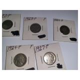 5- 1920's Buffalo Nickels
