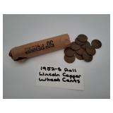 1952-S Roll Lincoln Copper Wheat Cents