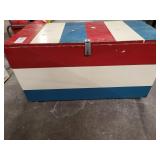 Red, White, Blue wooden toy box