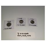 3 V-Nickels 1904, 1905, 1906