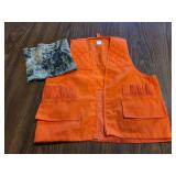 Hunter orange bird hunting vest & Camo neck gaiter