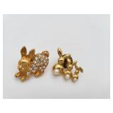 2 Adorable Bunny Pins