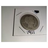 1911 Silver Barber Half Dollar
