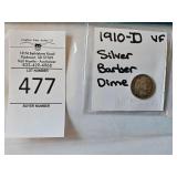 1910-D Silver Barber Dime