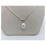 14mm Pearl on 18in Sterling Silver Chain