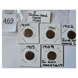5 Indian Head Cents 1900s