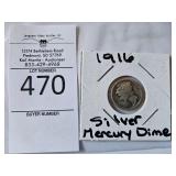 1916 Silver Mercury Dime
