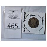 1910 Silver Barber Quarter