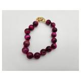 10mm Natural Rose Red Tiger Eye Bracelet 7.5'