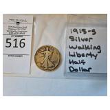 1915-S Silver Walking liberty Half Dollar
