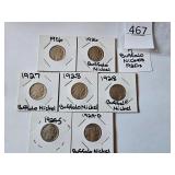 7 Buffalo Nickels 1920s