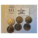 6 Kennedy Half Dollars