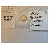 1915 Silver Barber Dime