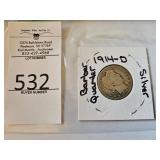 1914-D Silver Barber Quarter