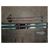 Skis and poles in carry bag