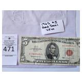 1963 $5 Red Seal VFH
