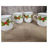 set of 4 little holly Christmas cups