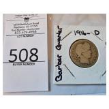 1916-D Silver Barber Quarter