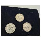 3 90% Washington Silver Quarters