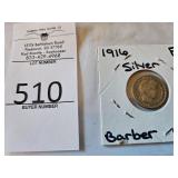 1916 Silver Barber Dime
