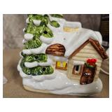 Christmas decor (glass nativity & light up house)