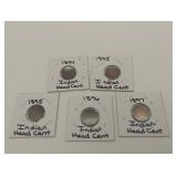 5 Indian head cents