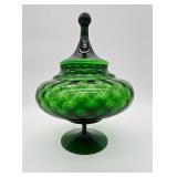 Green Glass Container with lid